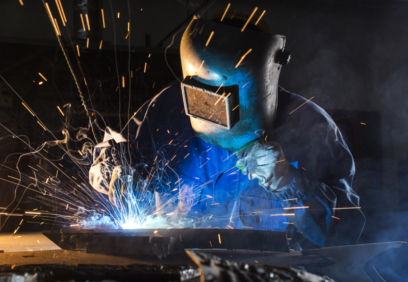 A welder is seen at work. SMF has the best welders in Illinois.